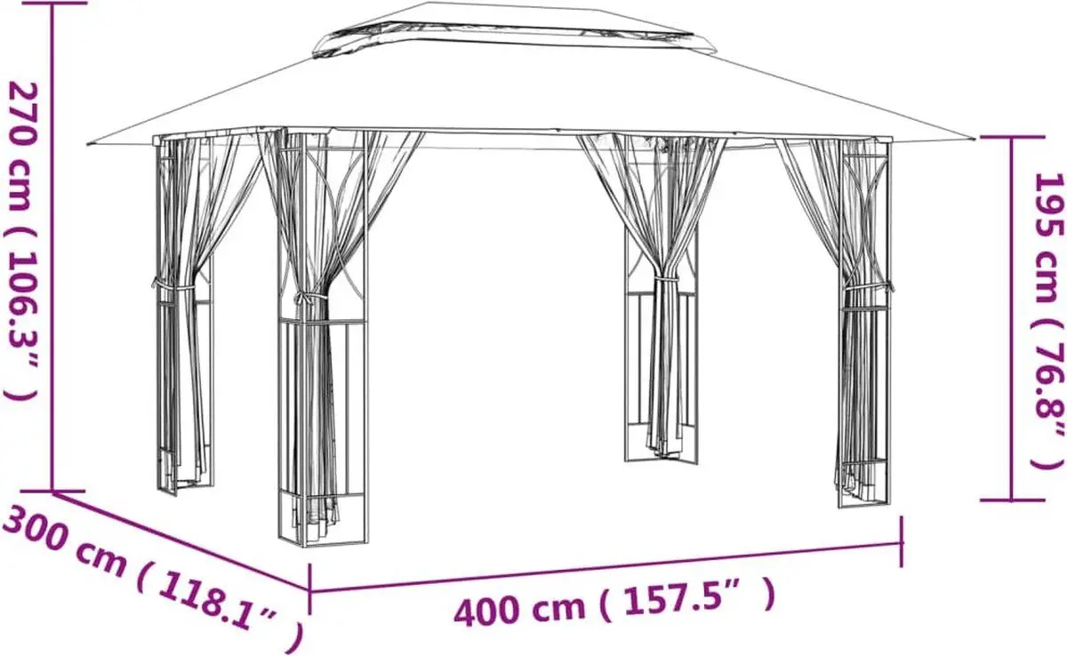 Садовый павильон VidaXL 360144 4x3 (Anthracite) - 7