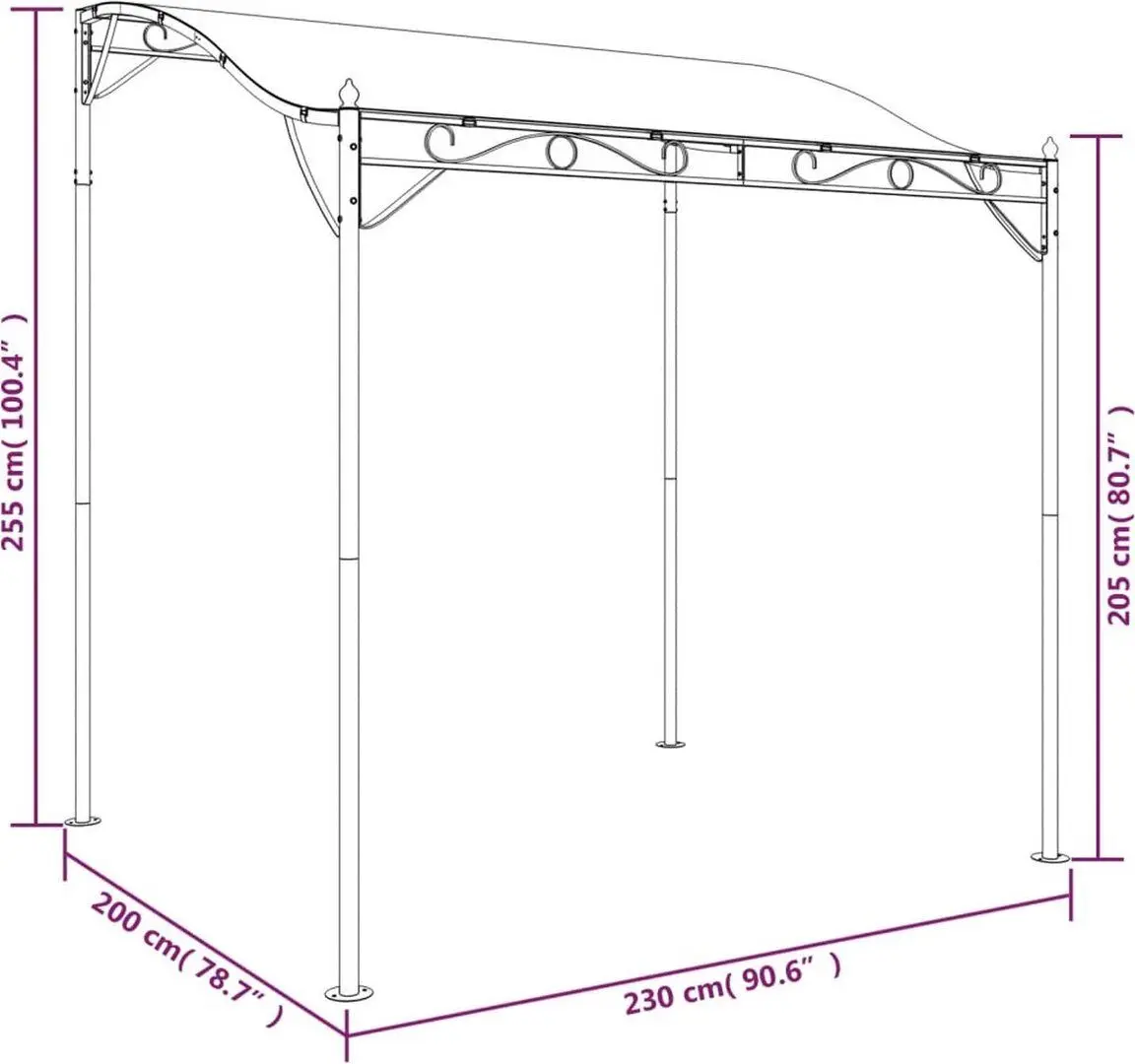 Pavilion de gradina VidaXL 362392 2x2.3 (Anthracite) - 8