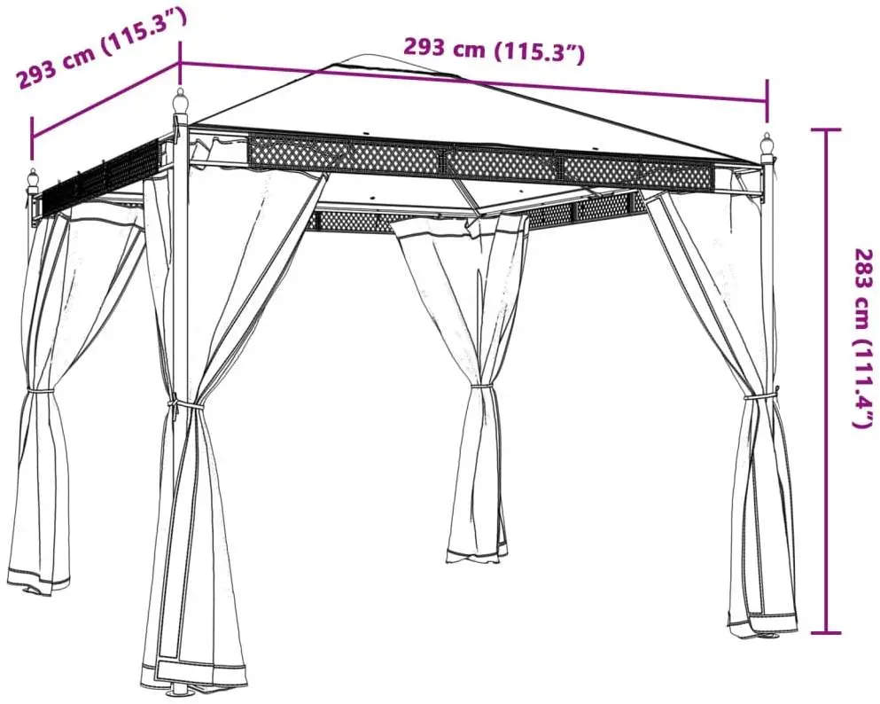 Садовый павильон VidaXL 368434 2.9x2.9 (Cream)