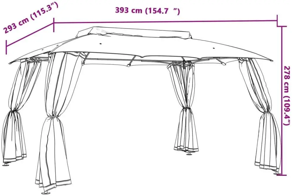 Садовый павильон VidaXL 368452 3.9x3.9 (Anthracite) - 8
