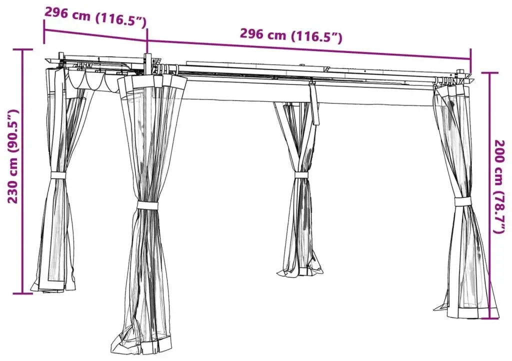 Pavilion de gradina VidaXL 4003908 3x3 (Cream)