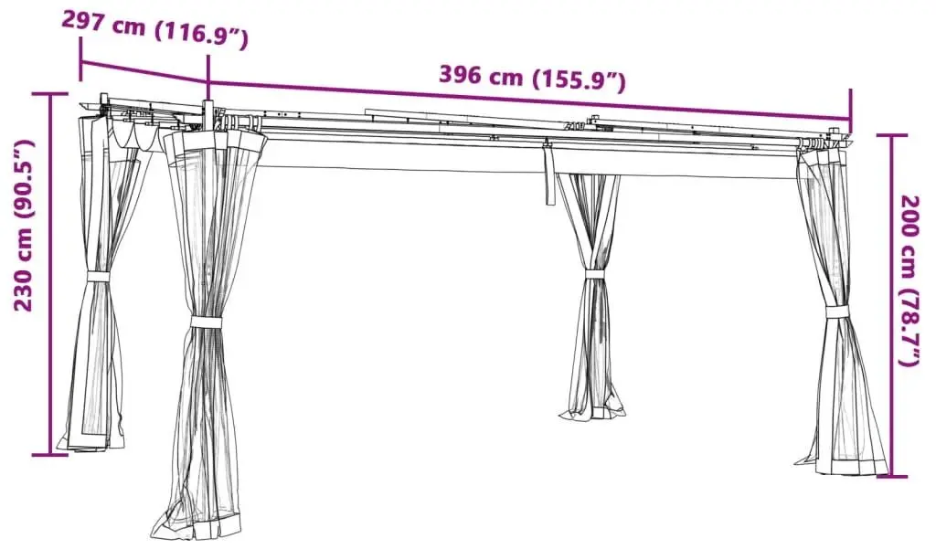 Садовый павильон VidaXL 4003911 4x3 (Cream)