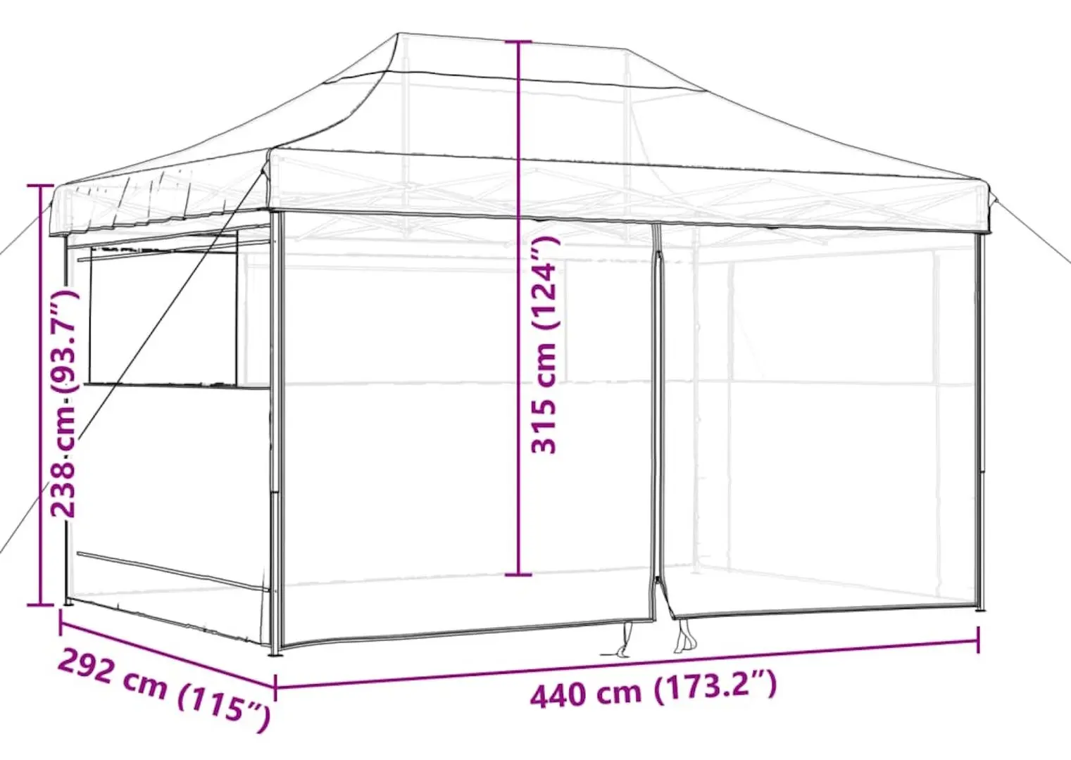 Pavilion de gradina VidaXL 4004979 4.4x3 (Cherry Red)