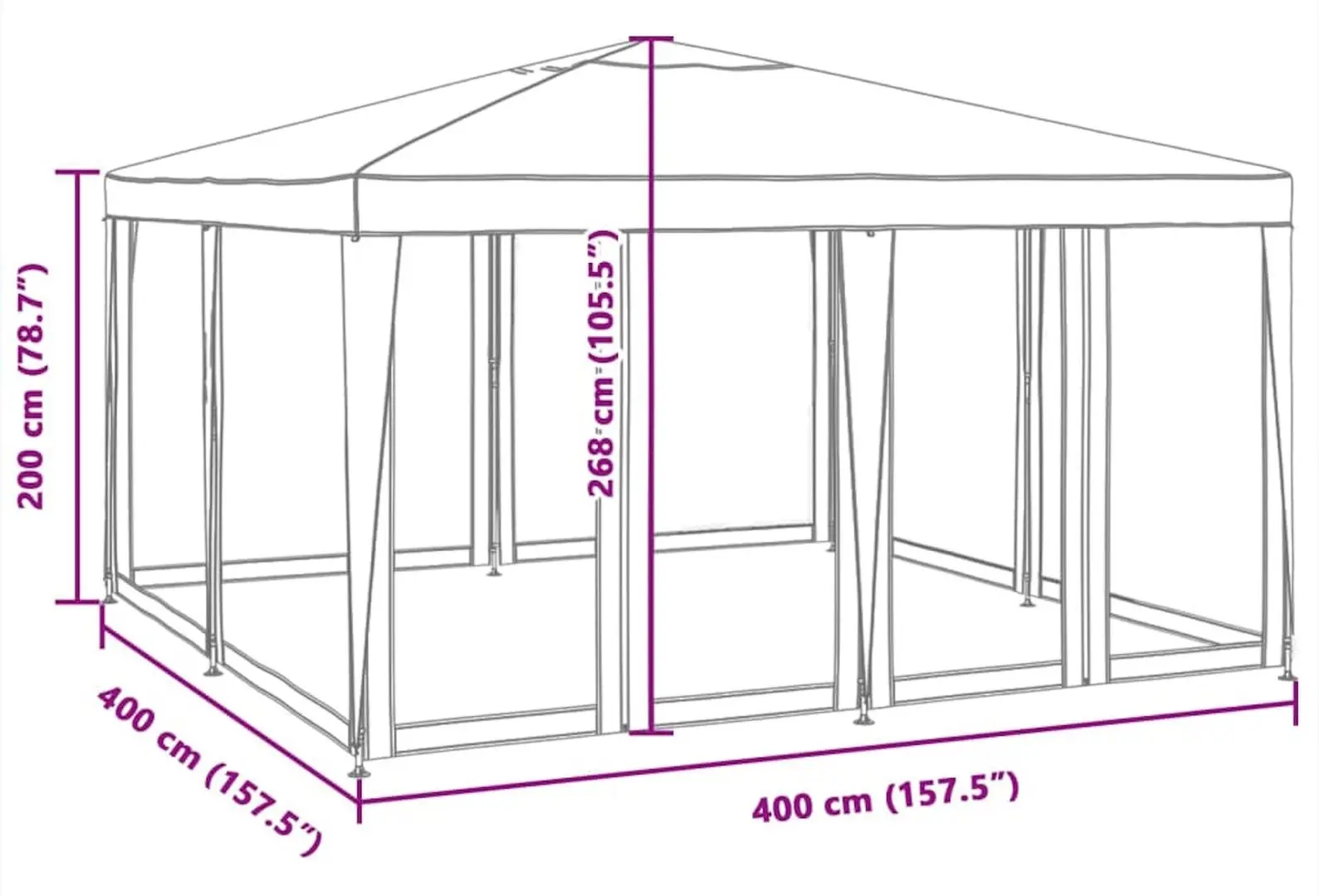 Pavilion de gradina VidaXL 4010062 4x4 (Blue)