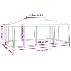 Pavilion de gradina VidaXL 4010067 6x4 (White) Thumb