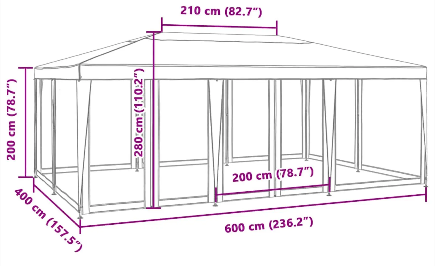 Pavilion de gradina VidaXL 4010068 6x4 (Green)
