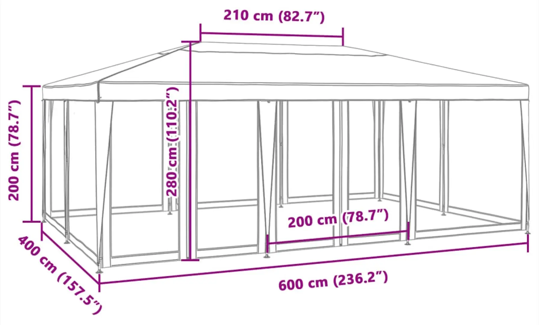 Садовый павильон VidaXL 4010069 6x4 (Anthracite)