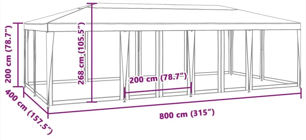 Pavilion de gradina VidaXL 4010072 8x4 (Blue)