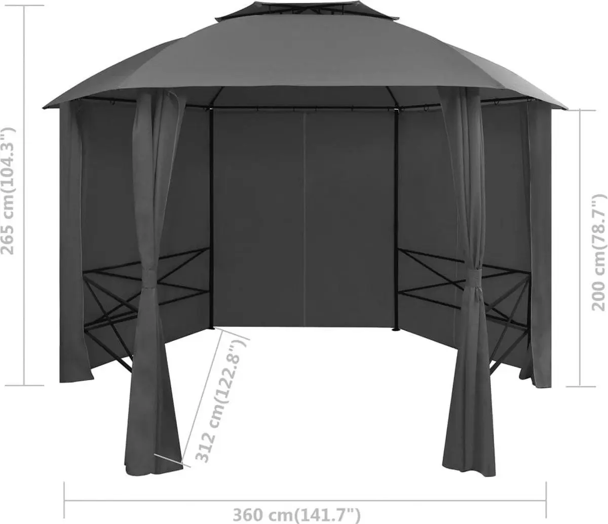 Pavilion de gradina VidaXL 44766 3.6x2.6 (Anthracite) - 9