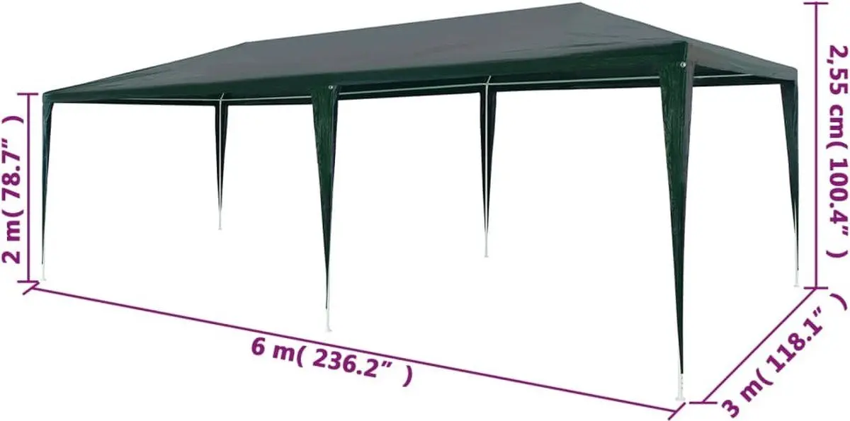 Pavilion de gradina VidaXL 45093 3x6 (Green) - 6
