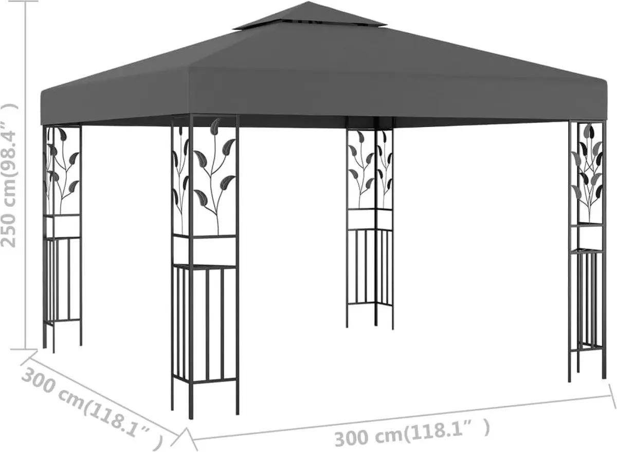 Pavilion de gradina VidaXL 47946 3x3 (Anthracite) - 5