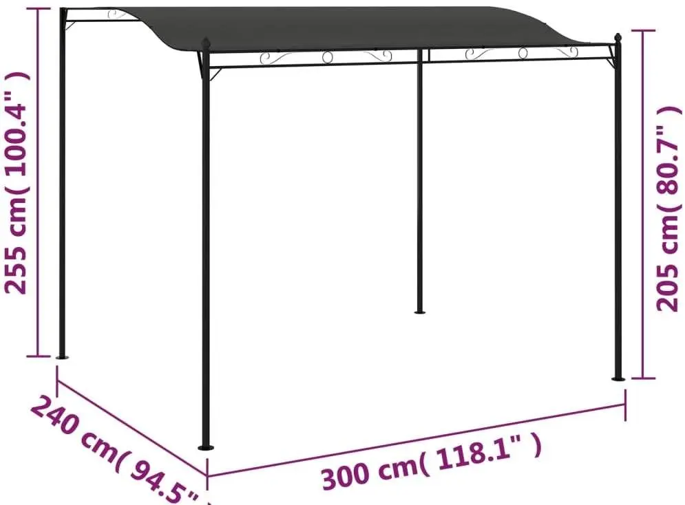Pavilion de gradina VidaXL 47948 3x2.4 (Anthracite) - 6