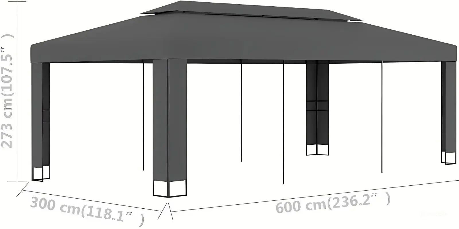 Pavilion de gradina VidaXL 47953 3x6 (Anthracite) - 4