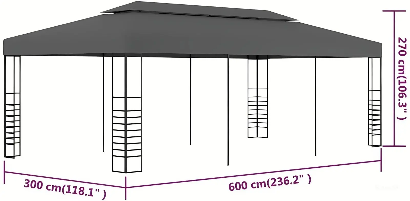 Pavilion de gradina VidaXL 47959 3x6 (Anthracite) - 4