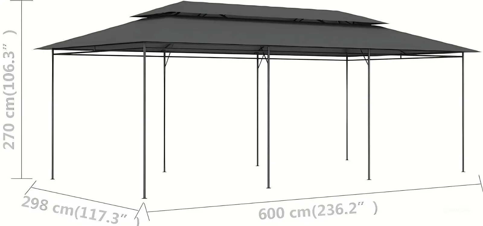 Pavilion de gradina VidaXL 47965 6x2.9 (Anthracite) - 6