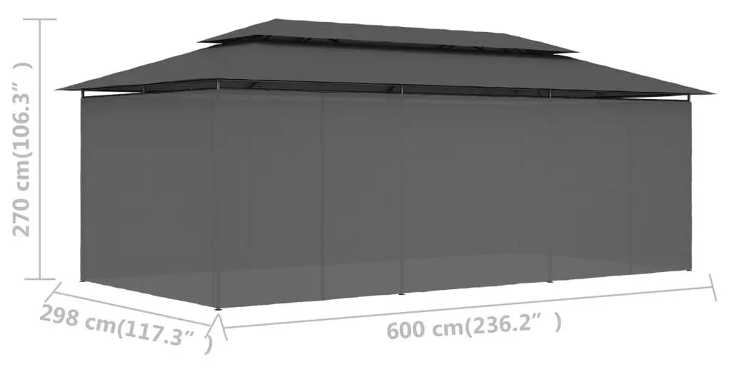 Pavilion de gradina VidaXL 47966 6x3 (Anthracite) - 9