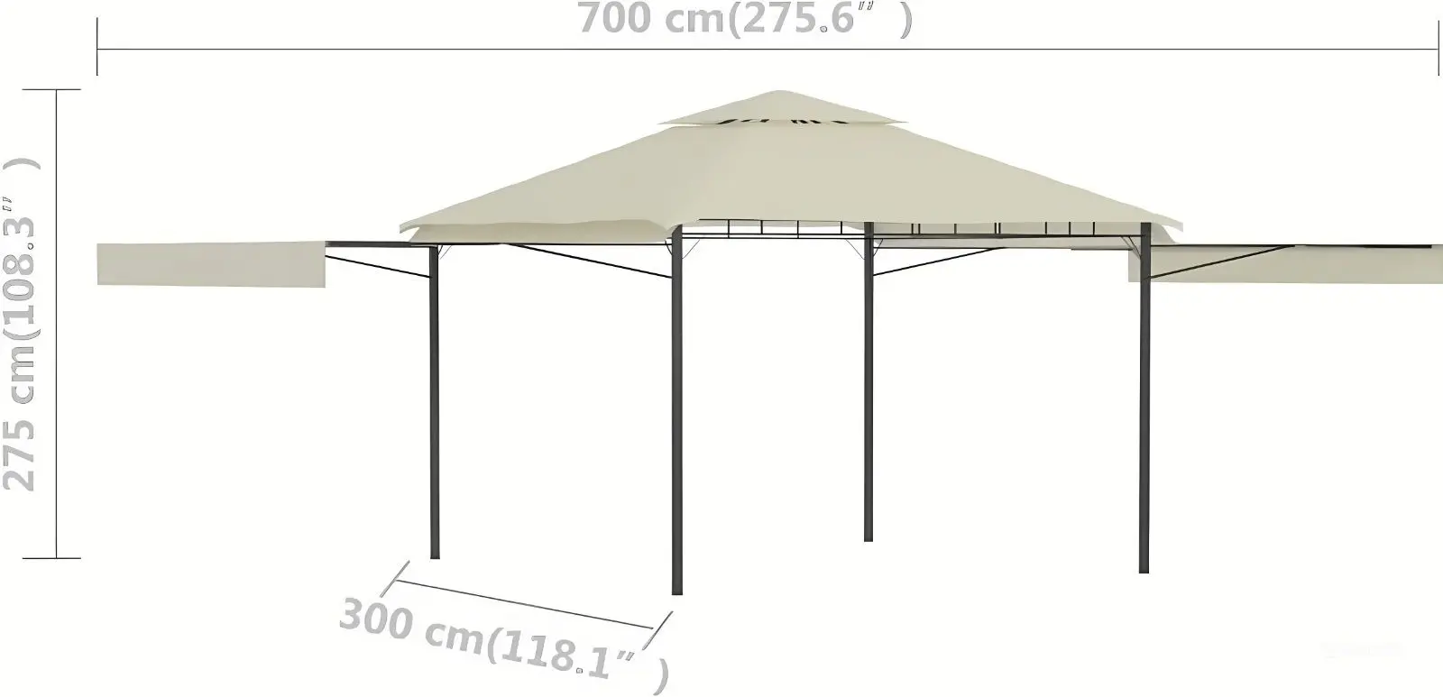 Pavilion de gradina VidaXL 48003 3x3 (Cream) - 6