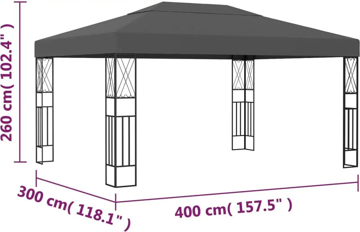 Pavilion de gradina VidaXL 48008 3x4 (Anthracite) - 6