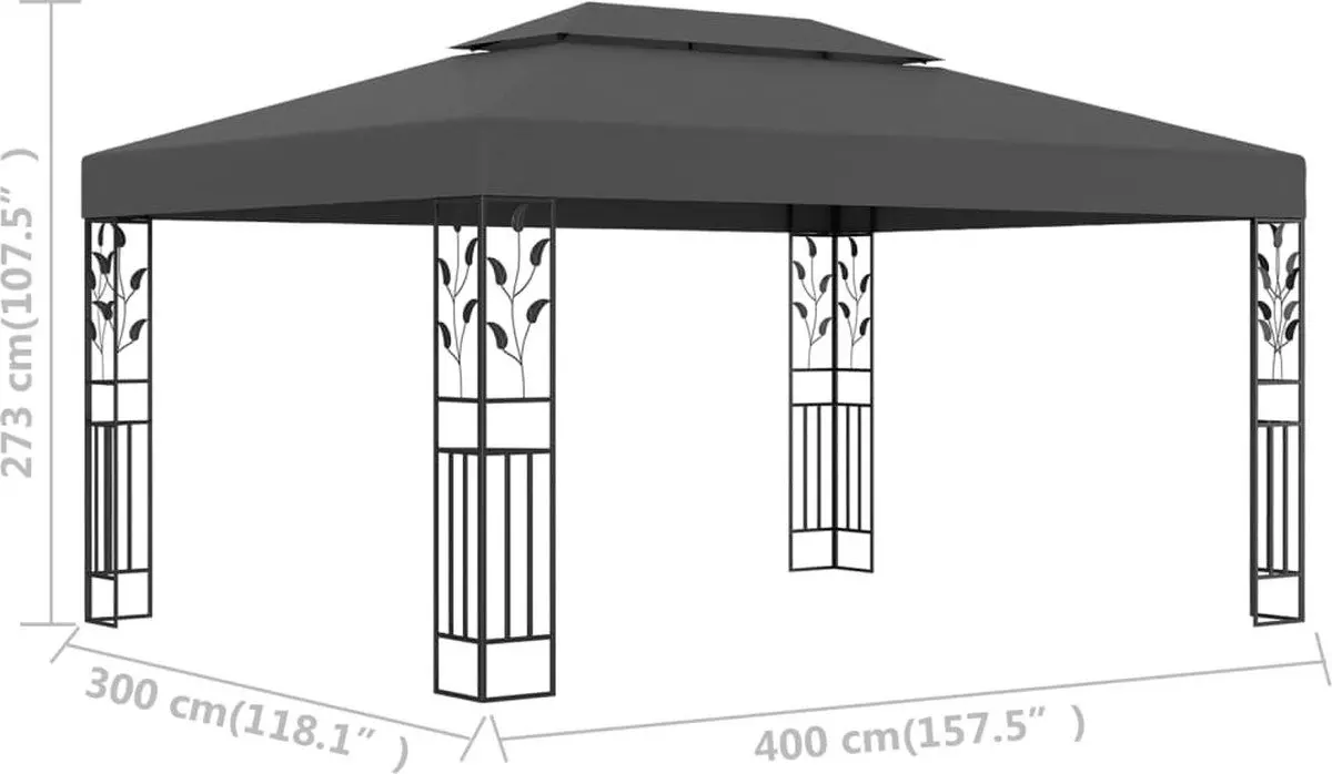 Pavilion de gradina VidaXL 48031 3x4 (Anthracite) - 5