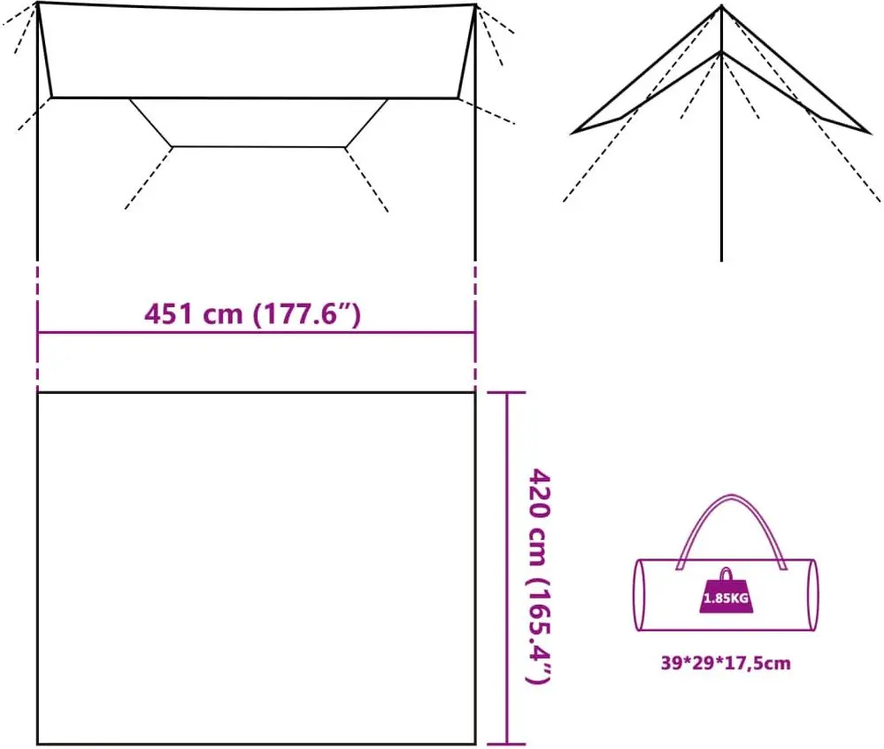 Tent VidaXL 4009605 451x420 cm (Green Camouflage)