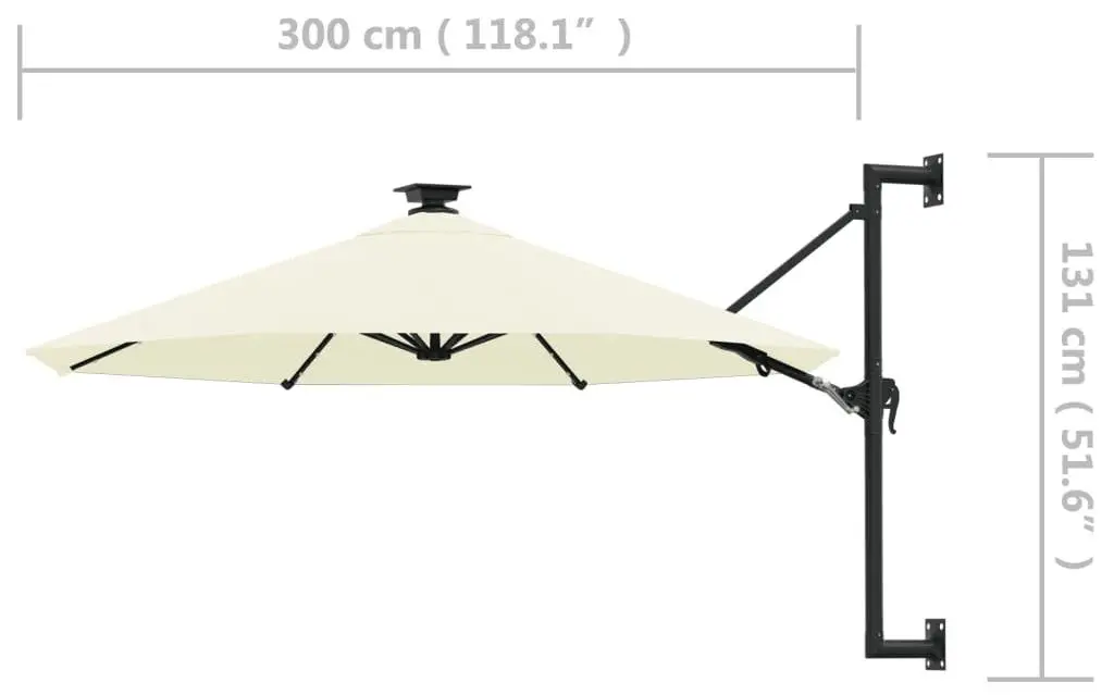 Зонт от солнца настенный VidaXL 312522 LED (Sand)