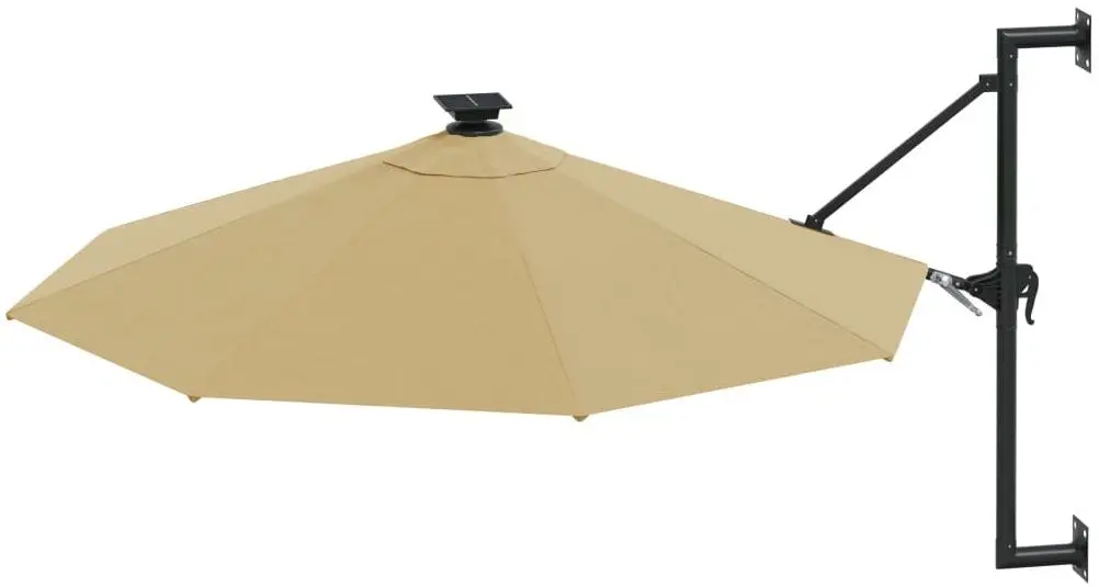 Umbrela de soare montata pe perete VidaXL 312525 LED (Taupe Grey) - 3