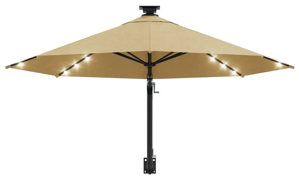 Umbrela de soare montata pe perete VidaXL 312525 LED (Taupe Grey) - 4