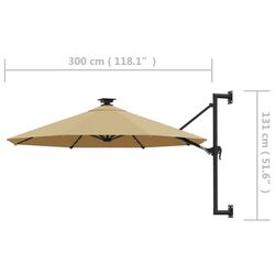 Umbrela de soare montata pe perete VidaXL 312525 LED (Taupe Grey) Thumb