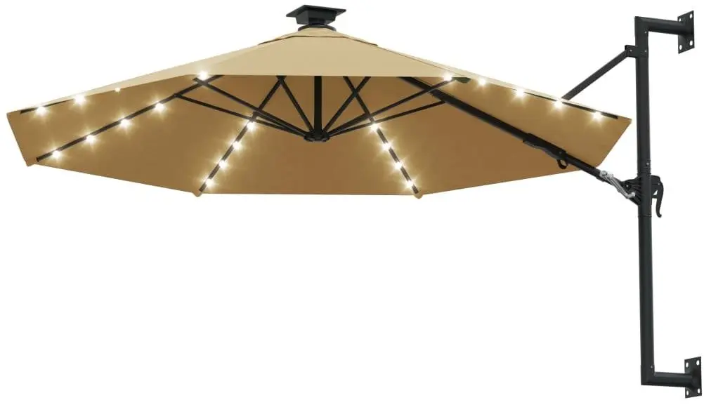 Umbrela de soare montata pe perete VidaXL 312525 LED (Taupe Grey)