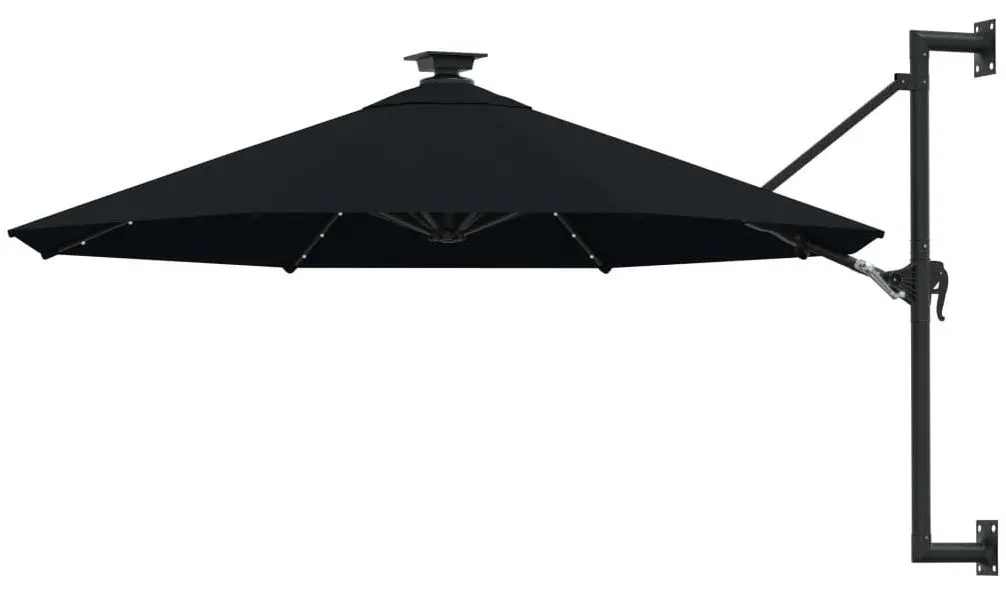Зонт от солнца настенный VidaXL 312528 LED (Black) - 2
