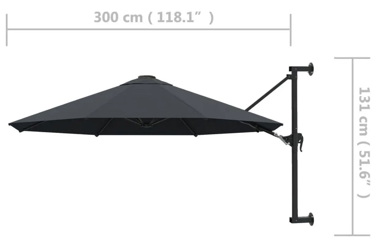Umbrela de soare montata pe perete VidaXL 44865 (Anthracite)