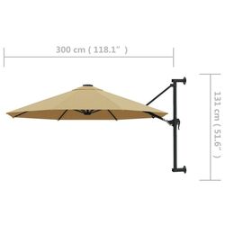 Зонт от солнца настенный VidaXL 44866 (Taupe) Thumb