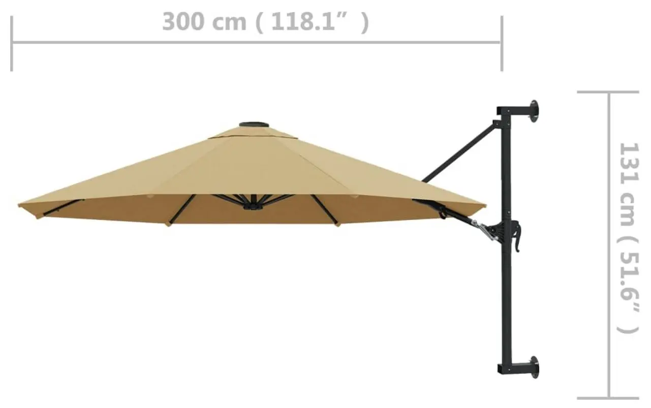 Зонт от солнца настенный VidaXL 44866 (Taupe)