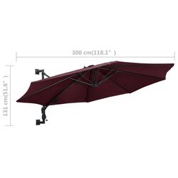 Umbrela de soare montata pe perete VidaXL 47298 (Burgundy) Thumb