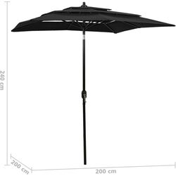 Umbrela de soare VidaXL 313850 (Black) Thumb