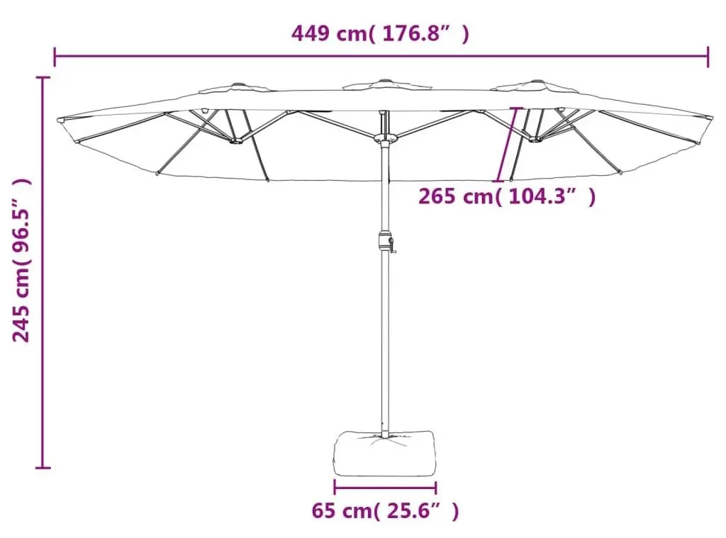 Зонт от солнца VidaXL 362957 (Burgundy) - 7