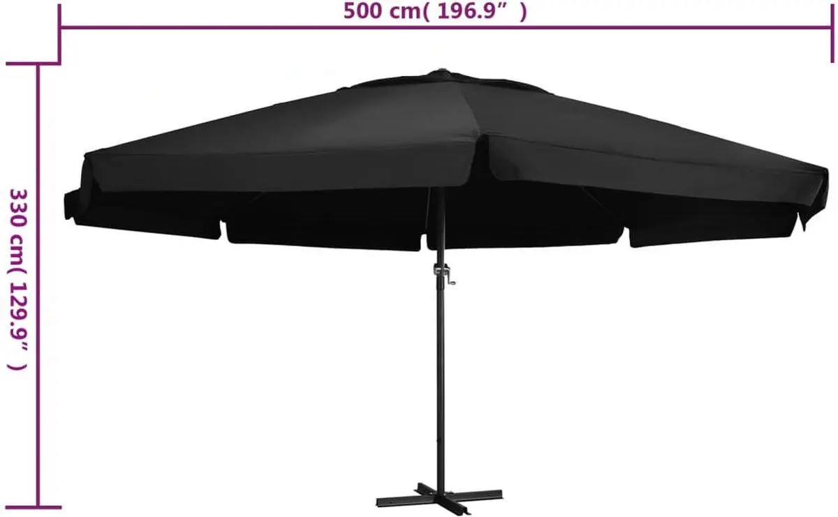 Umbrela de soare VidaXL 47376 (Black) - 5