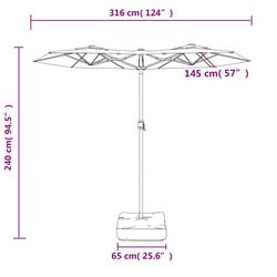 Зонт от солнца VidaXL LED 362971 (Taupe) Thumb