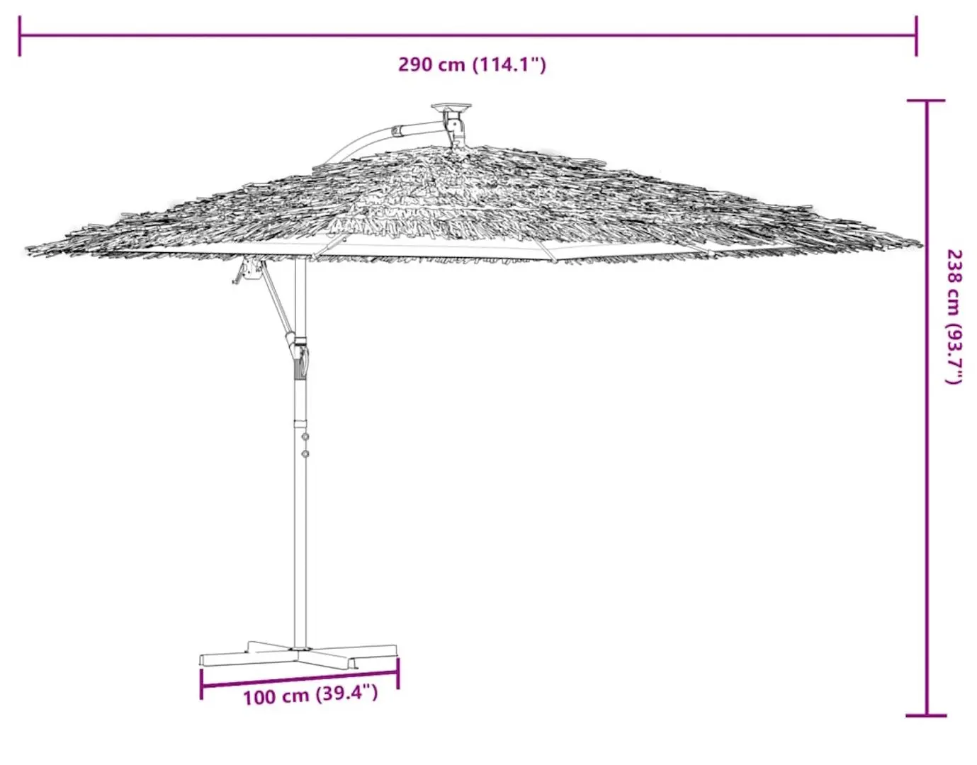 Зонт от солнца VidaXL LED 4005088 (Brown) - 15