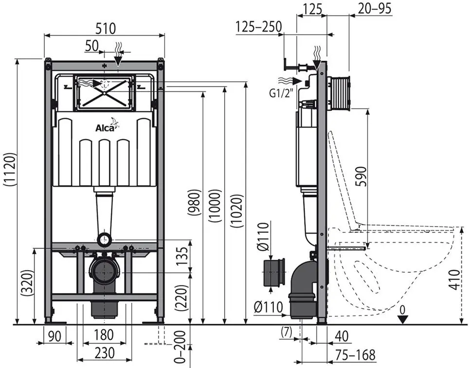 Instalare pentru vas WC 3in1 Alcaplast Sadromodul AM101/1120+M578+M91