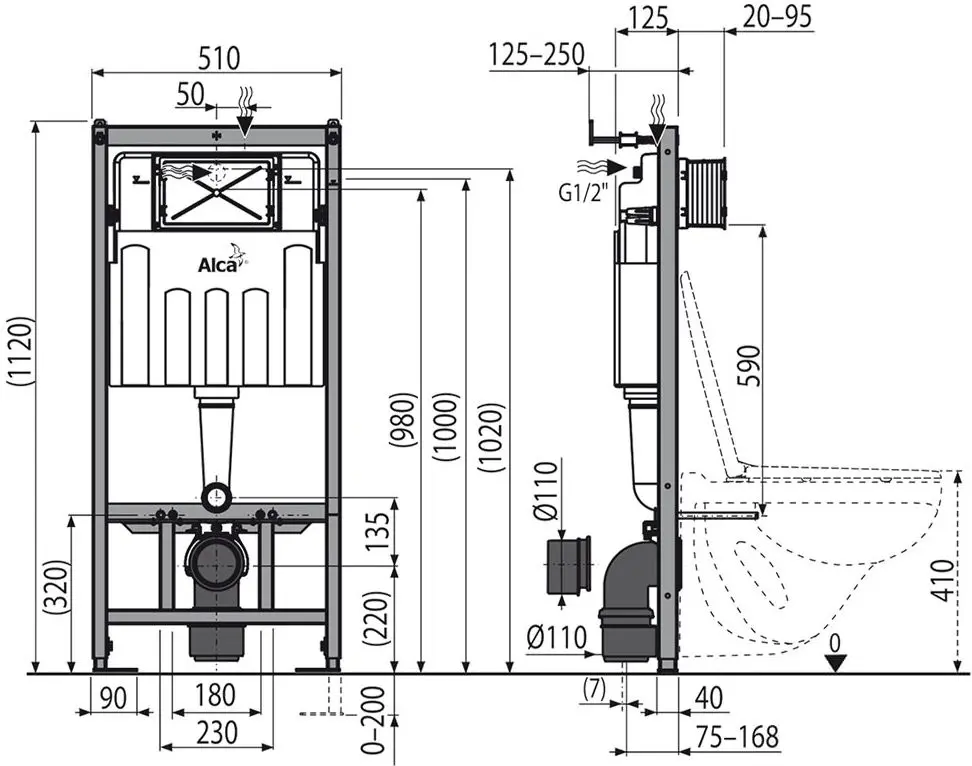 Instalare pentru vas WC 3in1 Alcaplast Sadromodul AM101/1120+M571+M91