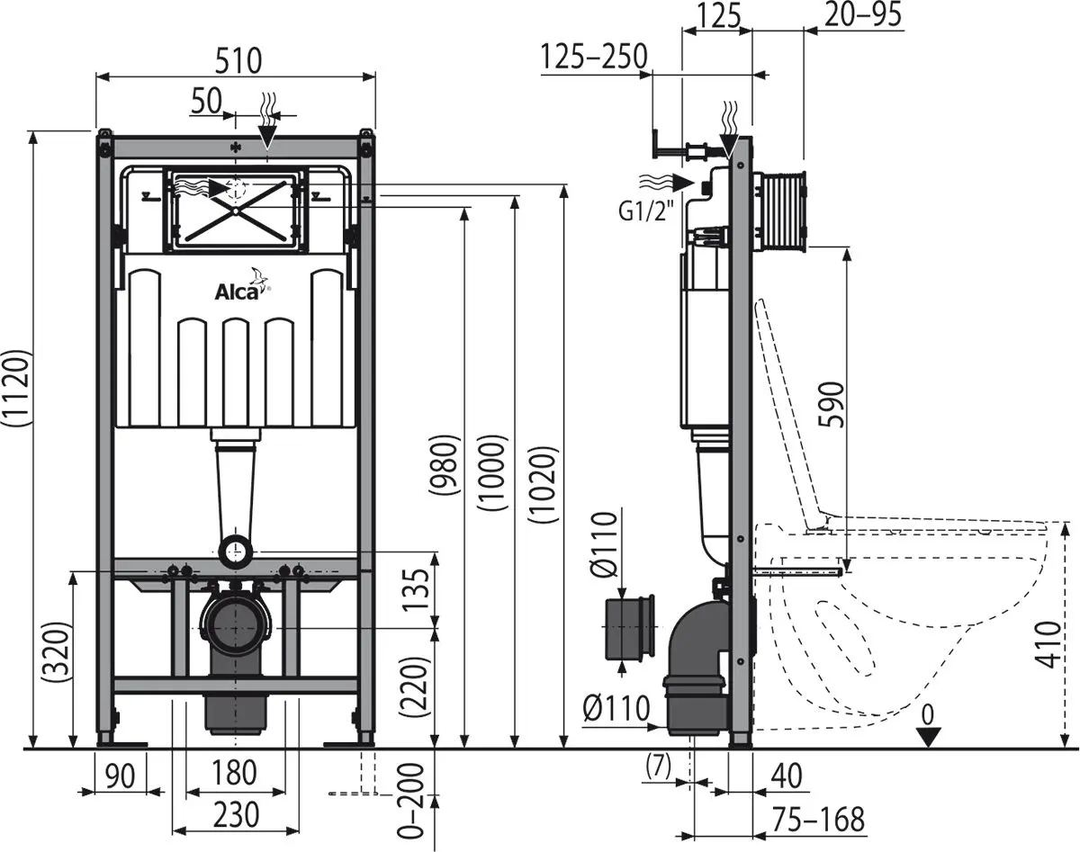 Instalare pentru vas wc Alcaplast Sadromodul AM101/1120
