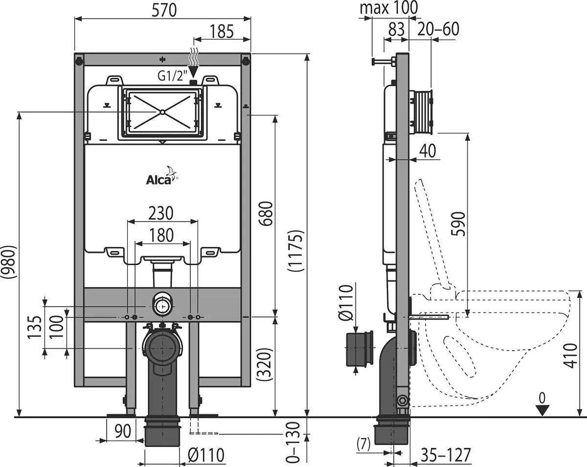 Instalare pentru vas wc Alcaplast Sadromodul Slim AM1101/1200