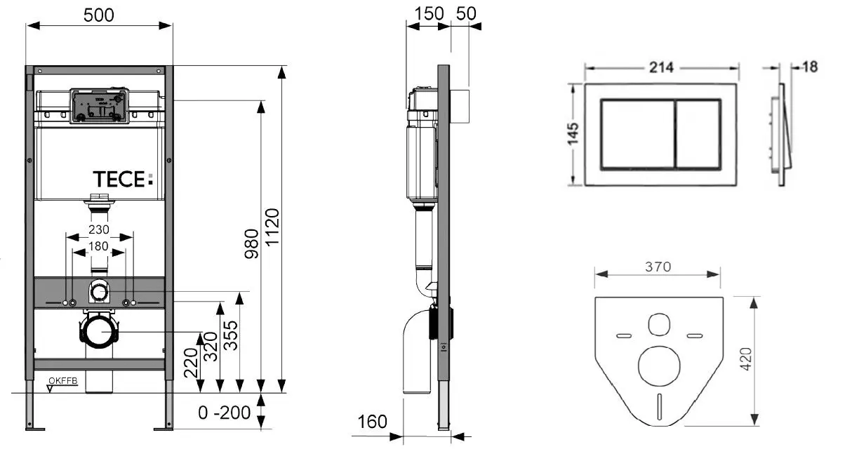 Инсталляция для унитаза 3в1 Tece Tecebase 9.400.006 - 2