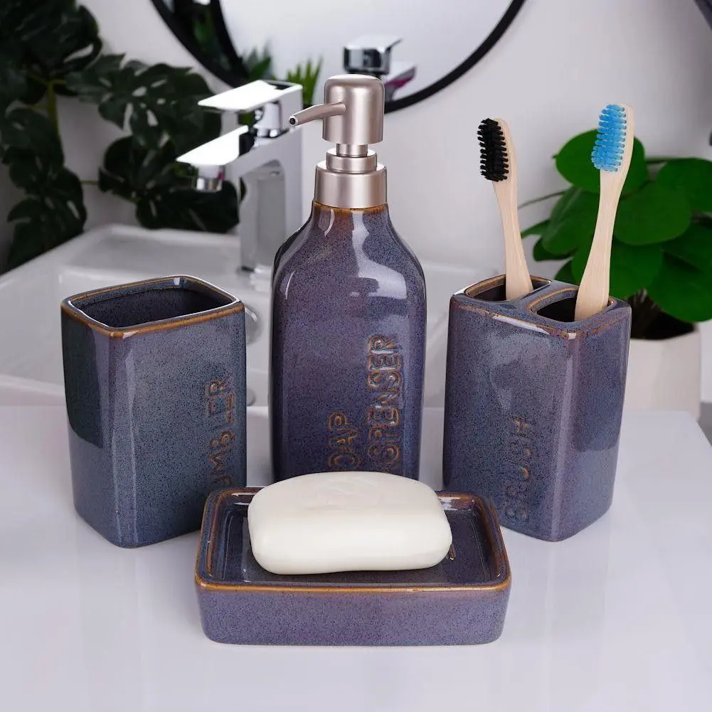 Набор для ванной Bathroom Solutions Engraved Text (Dark Blue)