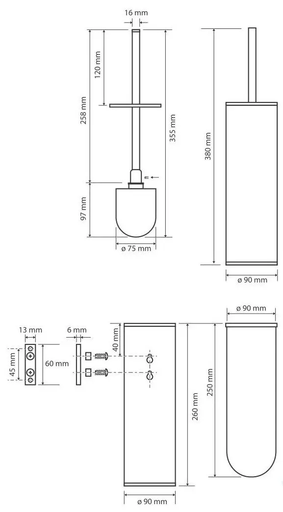Щетка для туалета с подставкой Bemeta Dark 102313060 (Black)