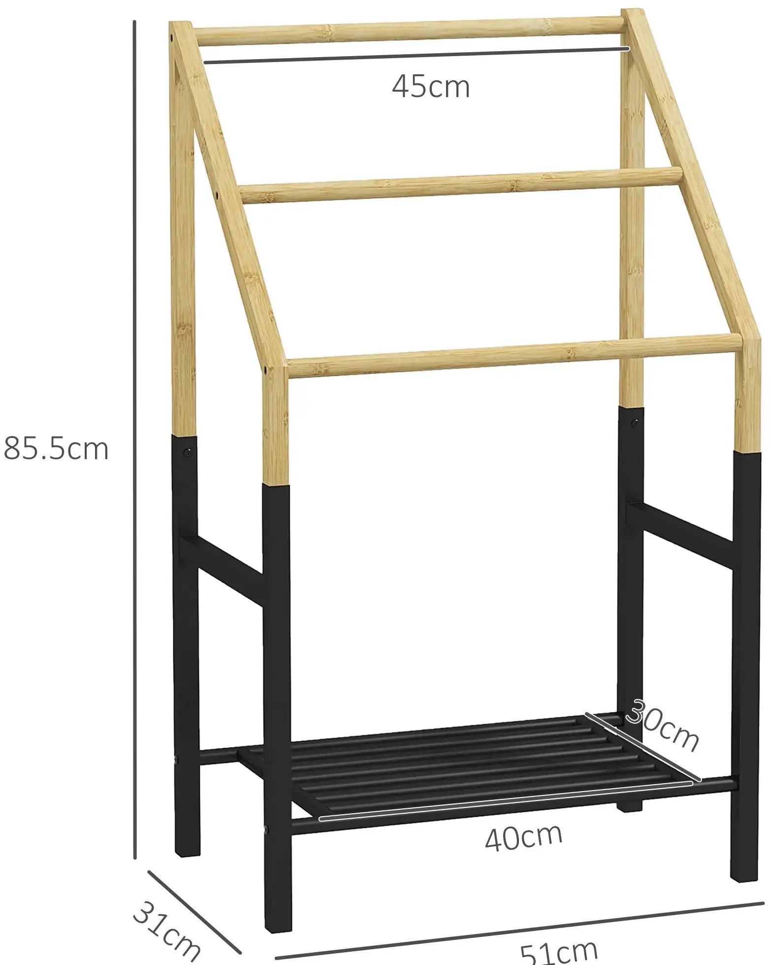 Suport pentru prosoape Homcom 850-307V00ND (Natural/Black) - 3