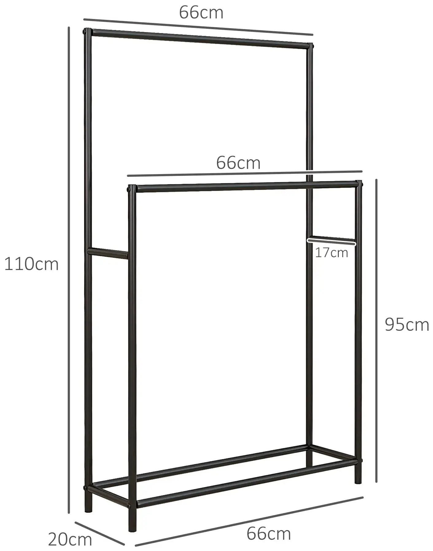 Suport pentru prosoape Homcom 850-316V00BK (Black) - 3