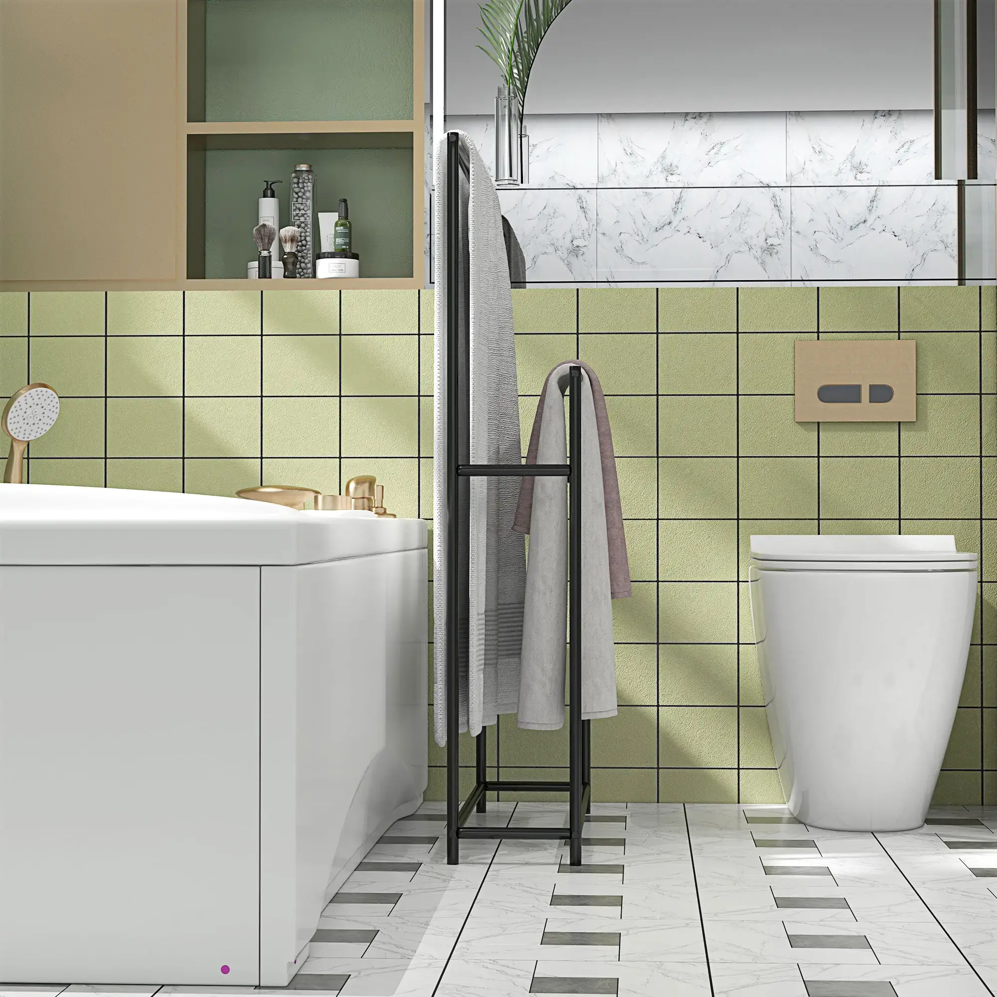 Suport pentru prosoape Homcom 850-316V00BK (Black) - 6