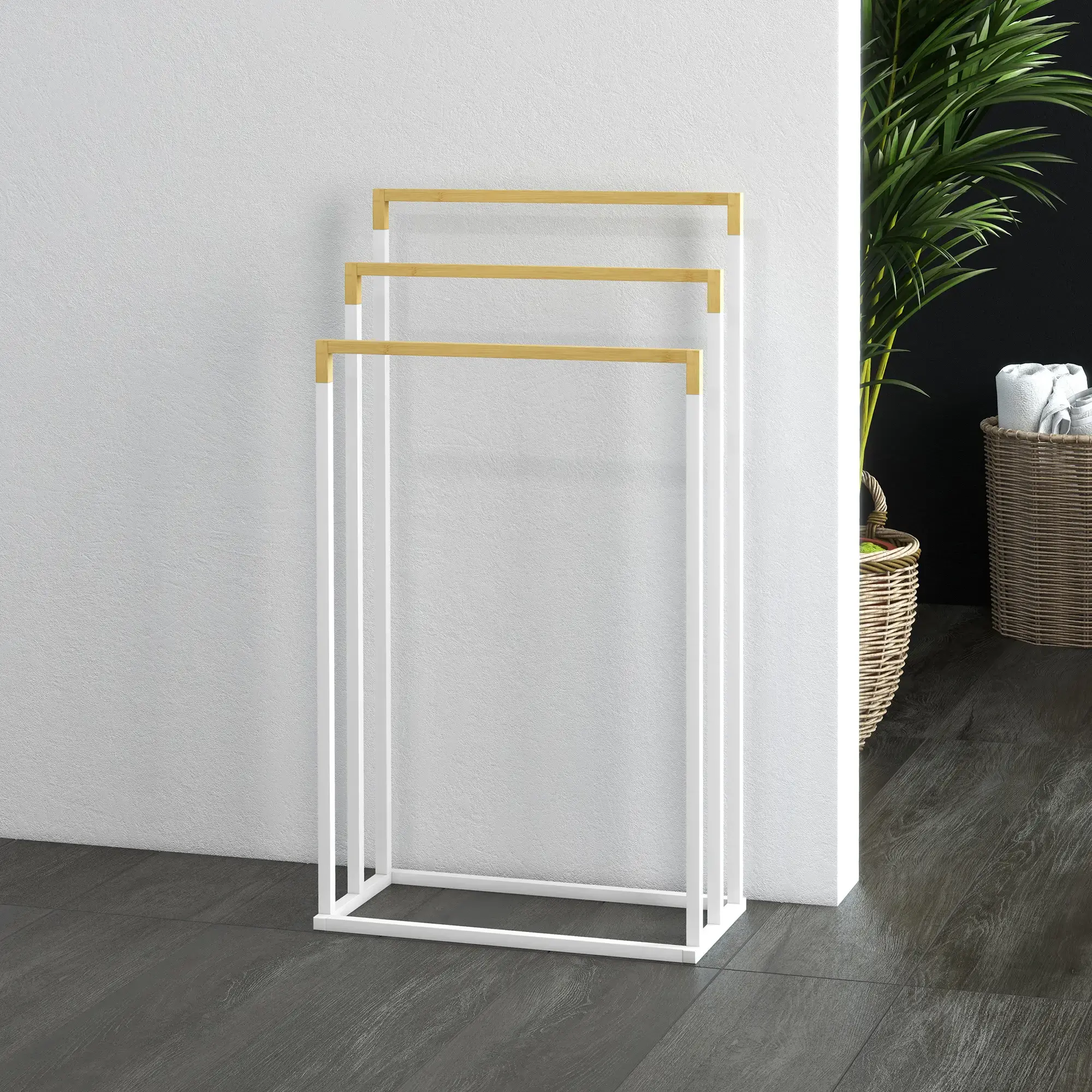 Suport pentru prosoape Kleankin 850-270V00WT (White/Bamboo) - 5